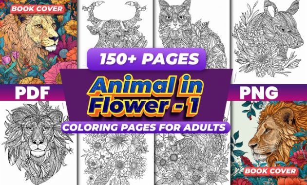 Coloring Pages of Animals and Flowers