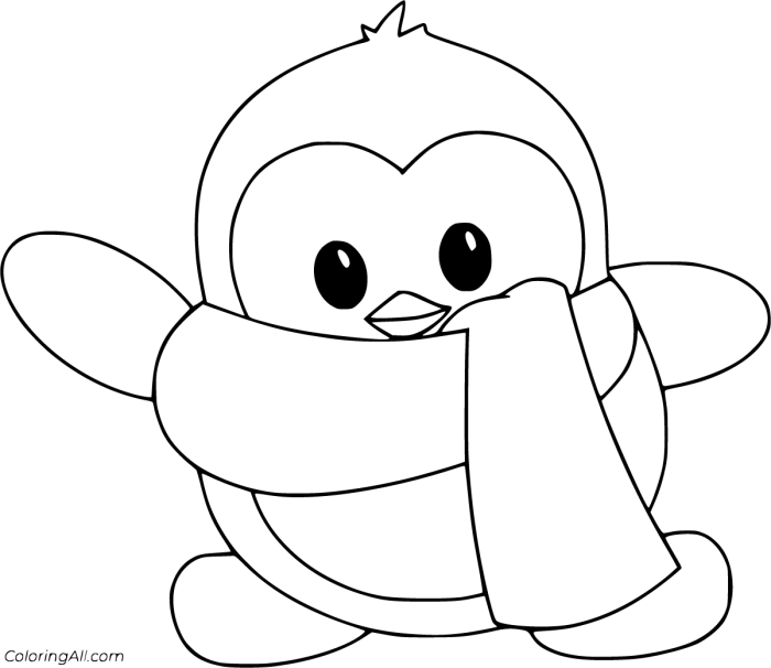 Cute coloring pages of animated penguins