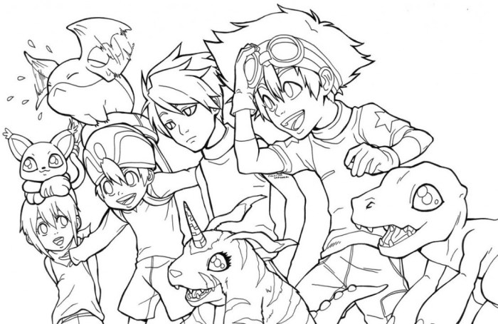 Digimon anime coloring book pages