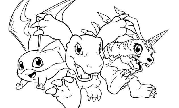 Digimon anime coloring book pages