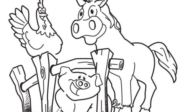 Farm animals cartoon for coloring book