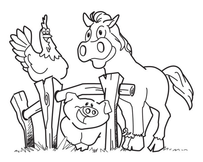 Farm animals cartoon for coloring book