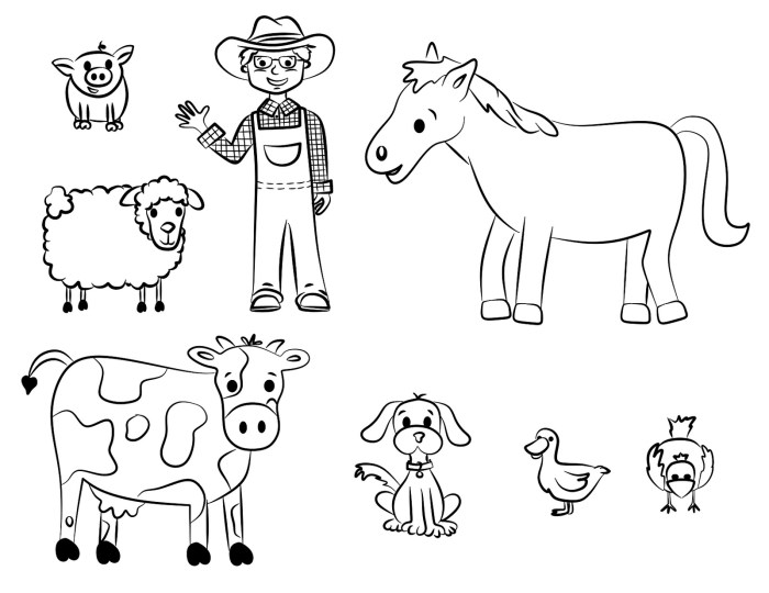 Farm animals coloring page pdf