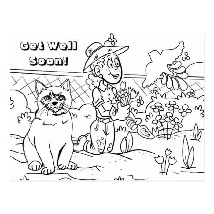 Get well soon coloring animal