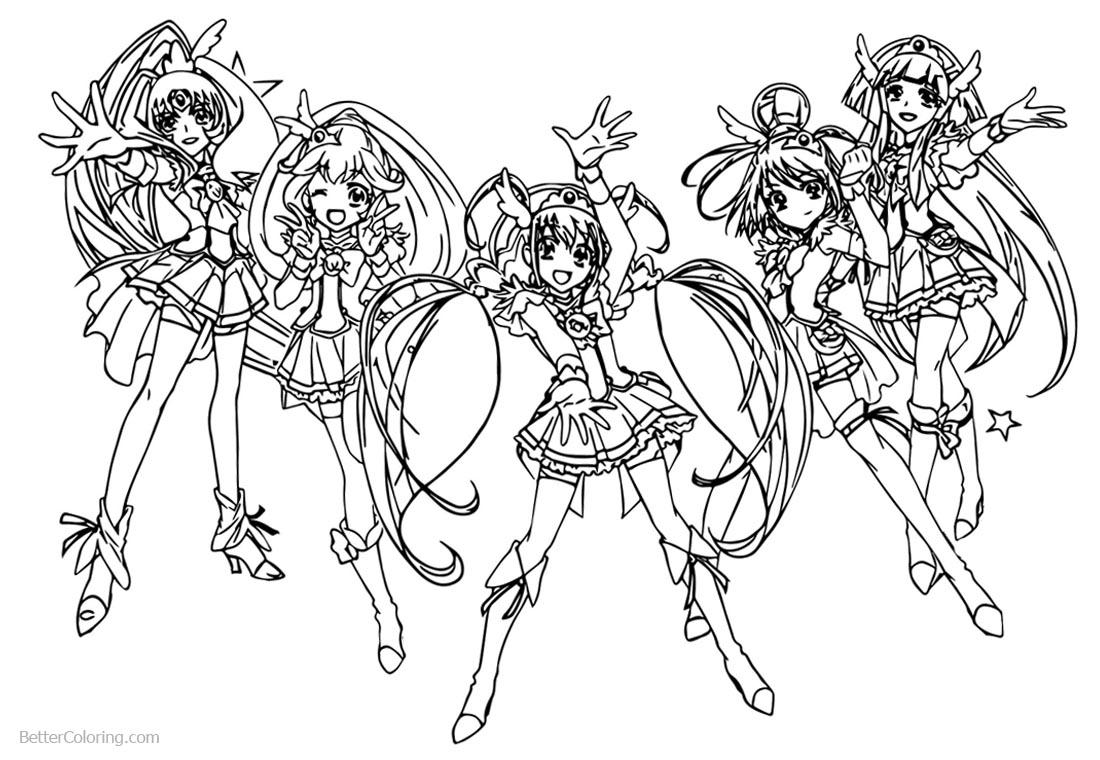 Glitter force anime coloring pictures