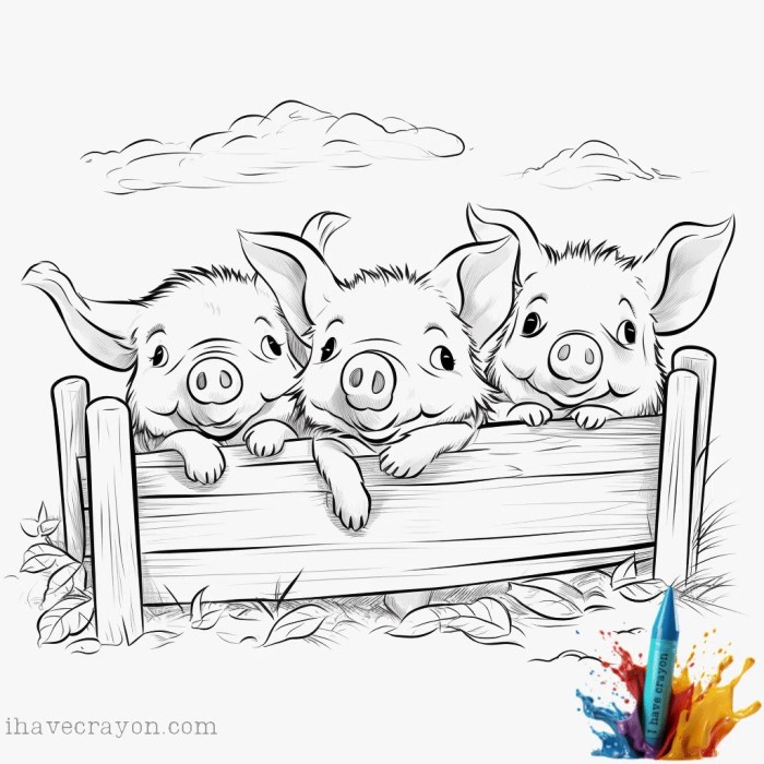 Cartoon animals coloring pages pig