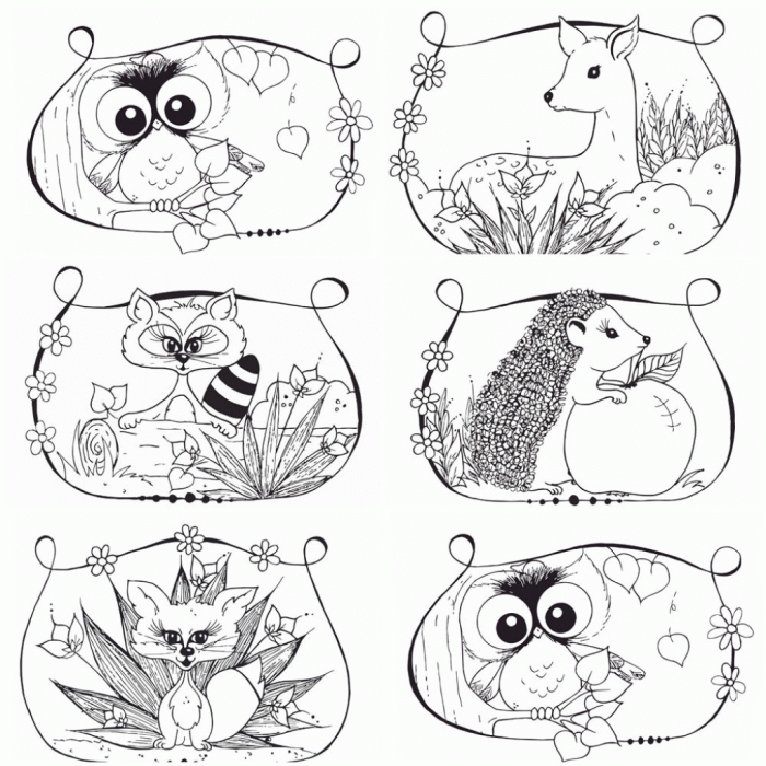 Christmas woodland animals coloring pages