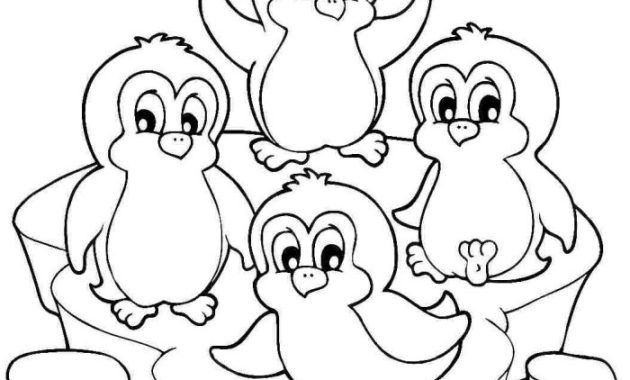 Cute Coloring Pages of Animated Penguins