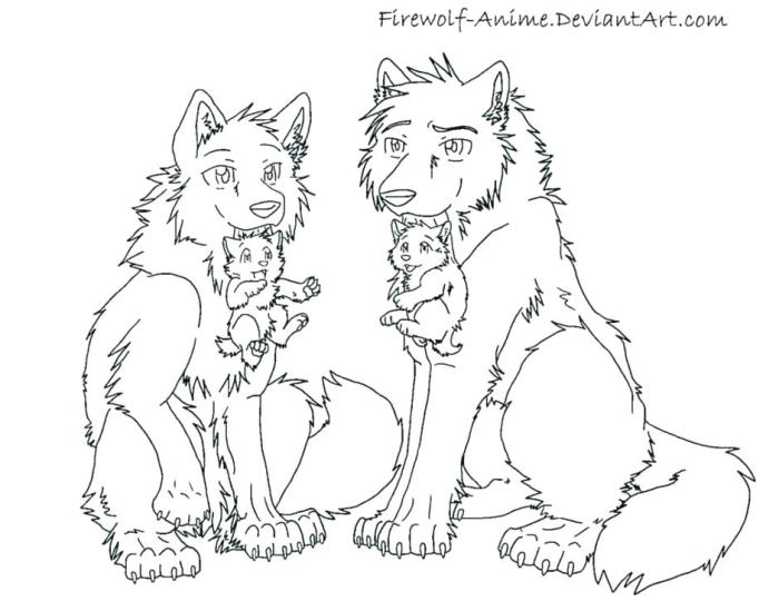 Firewolf anime wolf coloring pages baby