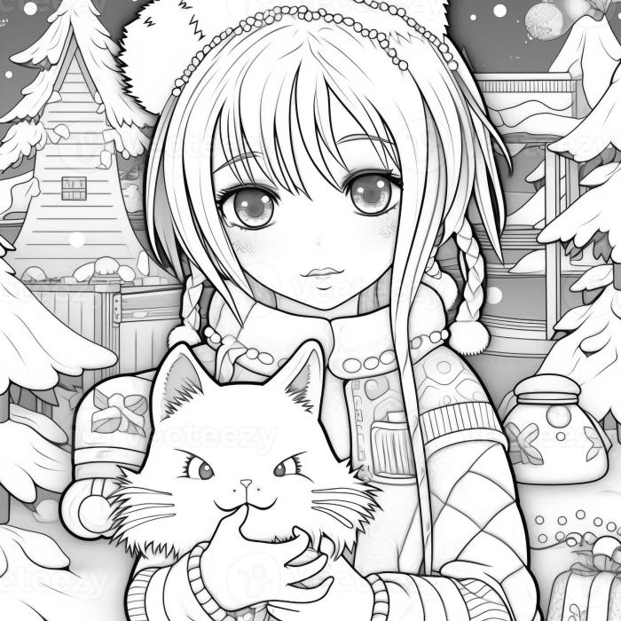 Cutest coloring pages kids anime christmas