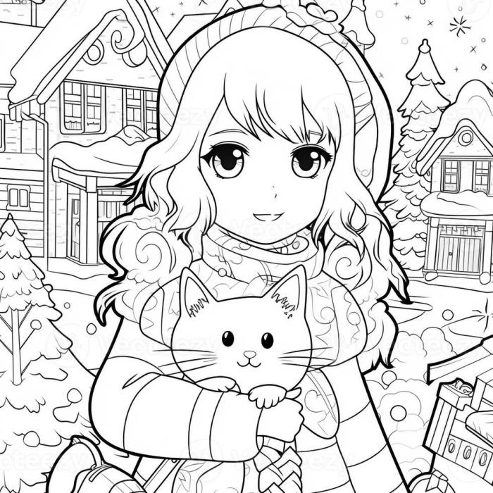 Cutest coloring pages kids anime christmas