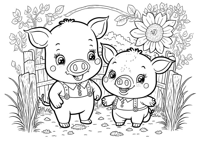 Pig cute coloring clip clipart line sweetclipart