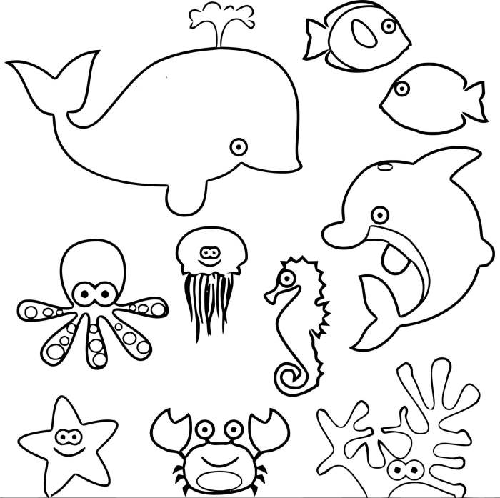 Easy sea animal coloring pages