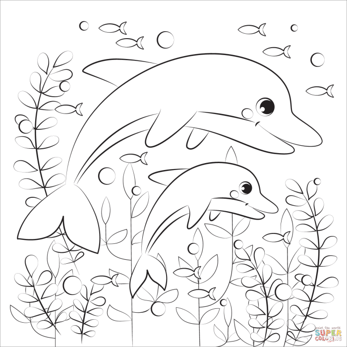 Animal coloring pages of dolphins and whales