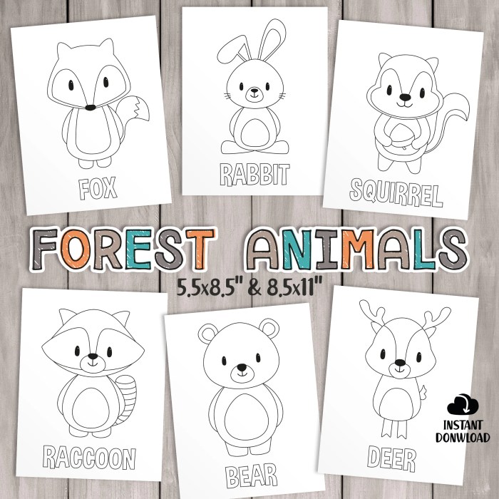 Coloring pages woodland animals