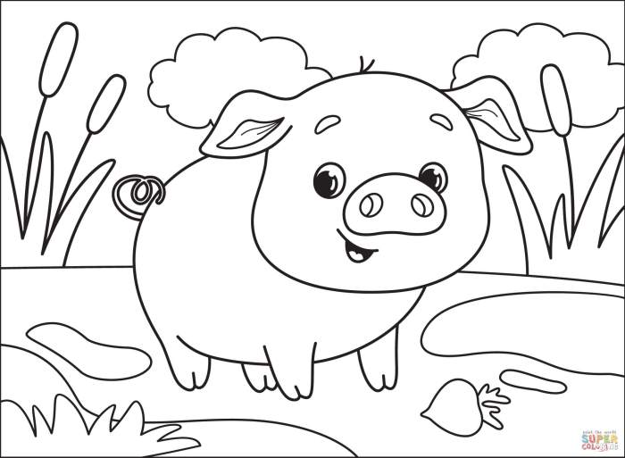 Cartoon animals coloring pages pig