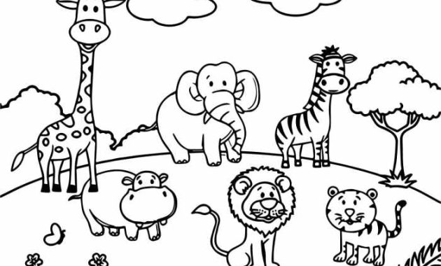 Jungle animals pictures for coloring