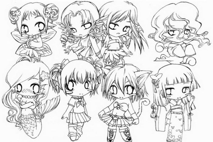 Chibi anime princess coloring pages