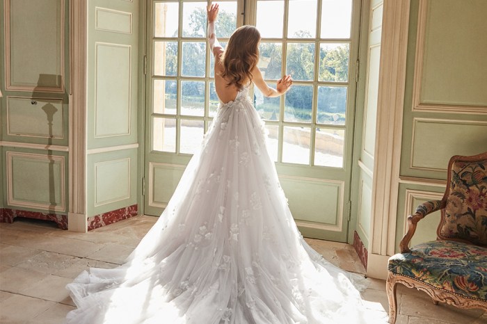 Wedding dress with cape train