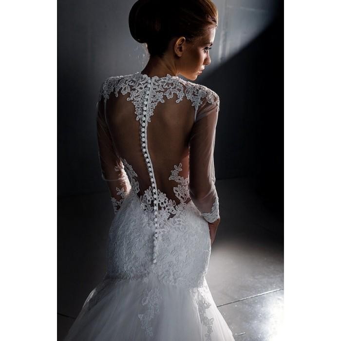 Buttoned back wedding dress