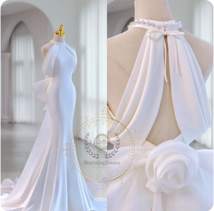 White halter top wedding dress