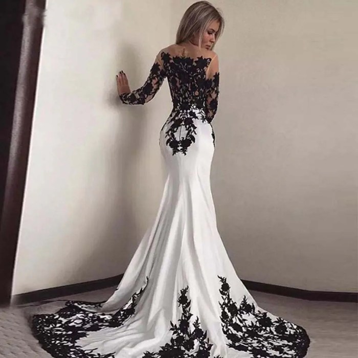 Black and white lace wedding dresses