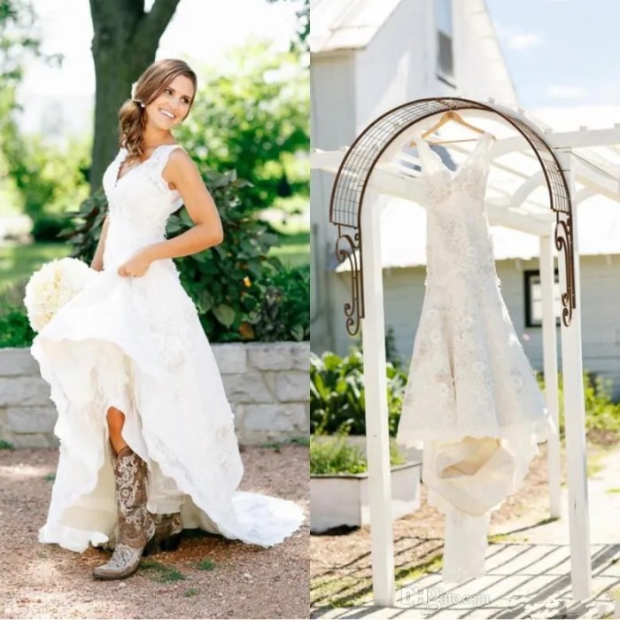 Cowgirl wedding dress with boots