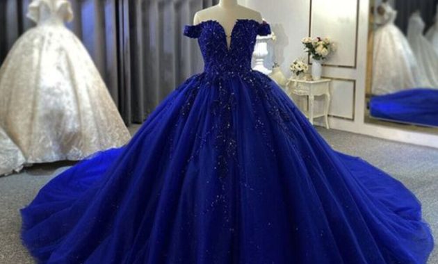 Dark Blue and White Wedding Dresses