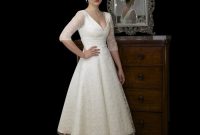 Sleeves tea length wedding dress