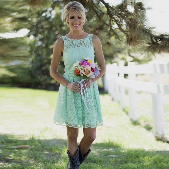 Cowgirl wedding dress with boots